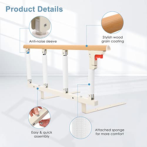 Hlieeosfcn Bed Barrier, Portable Folding Bed Grate, Portable Folding Bed and Safety for Elderly Adults Support Handle Handicap Hospital Metal Railing 4 Speed