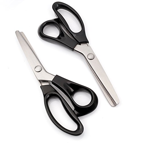 Z-COLOR 2 Pairs Serrated and Scalloped Pinking Shears Scissors Sewing Fabric Leather Craft Dressmaking Upholstery Tailor Cut Tool