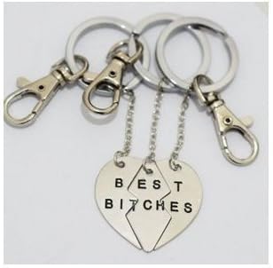 Charm Best Bitches Keychain, Best Friend Keychain, BFF Keychain, Split Heart Keychain, Best Friend Forever Christmas Gift