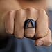 EVBEA Mens Black Ring Unique Classic Matte Finish Triangle Engraved Bands