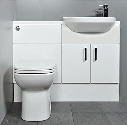 Slimline Gloss White Fitted Bathroom Furniture 1100mm Basin Toilet Round White Amazon Co Uk Kitchen Home