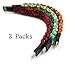 eLUUGIE 3 Packs! Bracelet Charging Cord Cable Bracelet Charger Cable Weaving Wristband Bracelet Style Cord for iPhone 7 7 Plus Iphone 6 5 Bracelet Charging Cable For iPhone wristband Cable