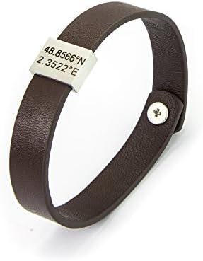 Mens Bracelet, Custom Engraved Brown Leather Calf, Personalized Bracelet, Father's Day Gift