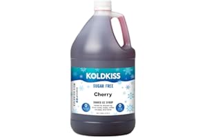 KoldKiss Sugar Free Cherry Shaved Ice, Hawaiian Shaved Ice & Snow Cone Syrup - 1 Gallon. Perfect for Parties, Milkshakes, Slushees, and More. Sweetened with Sucralose.