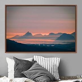 signwin Framed Canvas Wall Art Orange Sunset Abstract...