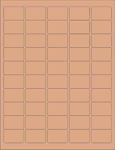 (50 Sheets) 2500 1x1-1/2 INCH Brown Kraft Stickers for Laser/Inkjet Printers, Blank - Size: 8-1/2"X11" Standard Sheets