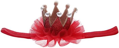 Ufraky Baby Princess Girl Tiara Hair Band Headband Crown Lace Flower Headwear Hair Accessories (Red)
