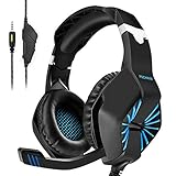 PECHAM 3.5mm Jack Gaming Headset for Xbox One, PS4, PS3, PC with Mic - Gaming Headphone for Cell Phone, Laptops, Computer (Blue)