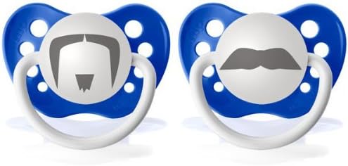 Personalized Pacifiers Fu Manchu and Chevron Mustache Pacifier Set, Dark Blue