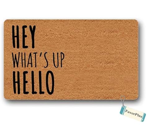 Amazon Com Doormat Hey What S Up Hello Entrance Outdoor Indoor Non Slip Decor Funny Floor Door Mat Area Rug For Entrance 18x30 Inch Patio Lawn Garden