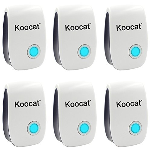 6PCS Koocat Ultrasonic Pest Control for Rodents, Mice, Rats, Insects, Roaches, Spiders, Flies, Ants, Bugs, Fleas - Best Pest Repeller Equipment Repellent [with Night Light]