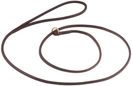 Alvalley Slip Dog Leash - Handmade Round Leather Dog Leash - Easy to Handle - Perfect for Small, Medium, Large and Extra Large Dogs - Suitable for Training & Walking & Showing (Brown, 4ft Long, 5mm Thickness)