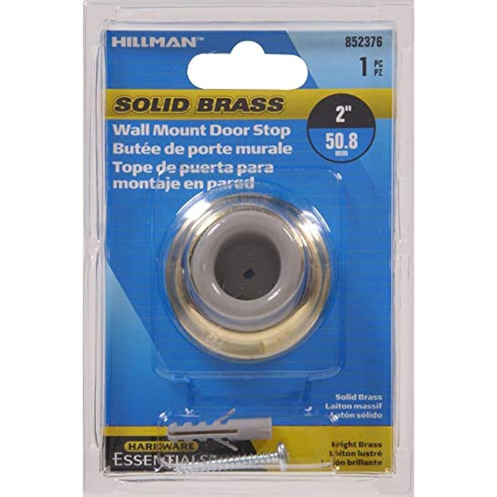 Hillman Hardware Door Stops Essentials 852376 Wall Mount Bright Brass 2" Home eBay