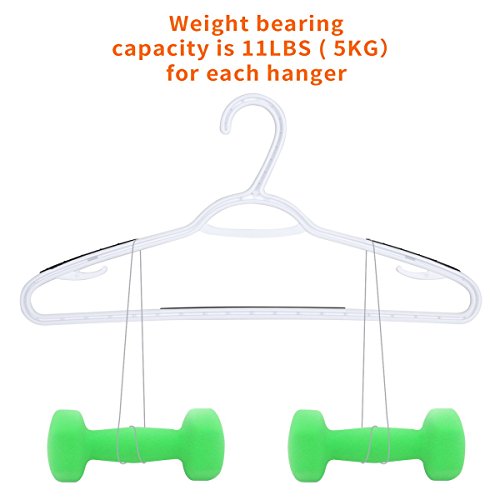 TIMMY Plastic Hangers 40 Pack Heavy Duty Clothes Hangers with Built-in Grip Non-Slip Pads Space Saving Super Lightweight Organizer for Closet Wardrobe,Perfect for Blouses Shirts and More(White&Grey) - Thumbnail 5