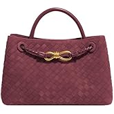 Suede Woven Tote Bag for Women PU Leather Crossbody Bag Shoulder Bag Casual Handbag Satchel for Work Travel 2025