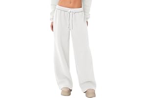 HeSaYep Women's Fleece Lined Sweatpants Wide Leg Thermal Winter Warm Baggy Sweat Pants with Pockets