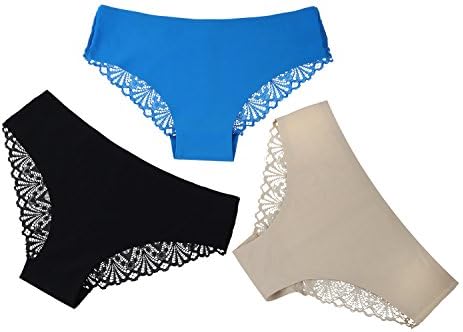 Women's Seamless Briefs Spandex Invisible Lace Hipster Panty Size XL (pack of 3A)