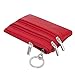 Women's Genuine Leather Coin Purse Mini Pouch Change Wallet with Key Ring,red