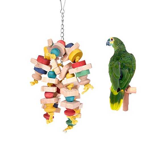 Keersi Large Bird Chew Toy Natual Wood Blocks for Bird African Grey Cockatoo Amazon Eclectus Macaw Parakeet Cockatiel Conure Lovebirds Finch Canary Budgie Cage