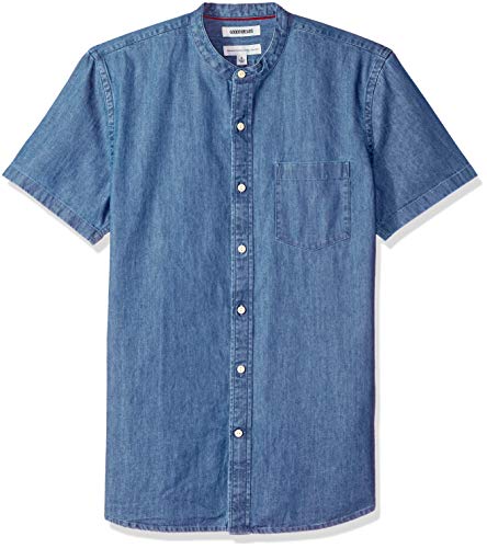 Goodthreads Men's Standard-Fit Short-Sleeve Band-Collar Denim Shirt