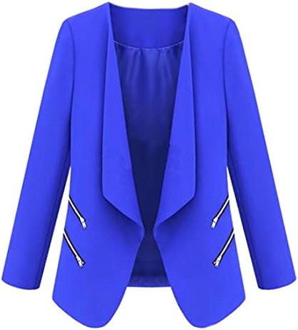 Macondoo Womens Fashion Tie-Side Cardigans Slim Blazer Jacket blue Small