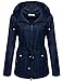 ANGVNS Women's Waterproof Lightweight Rain Jacket Anorak with Detachable Hood,Blue-L
