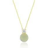 LOOYUUPEE Natural Hetian Jade & Zircon Necklaces Earrings Ring for Women, Dainty Green Jade Charm Pendant Jewelry Gift for Mom Lover Her, Anniversary Gift Birthday Gift Christmas Gift