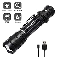 Rechargeable Flashlight, LED Tactical Flashlights with Magnet, Super Bright 500 lumens Portable Torch with Pocket Clip, Zoomable, 5 Modes, Water Resistant - Powerful Camping, Emergency, Magnetic Light