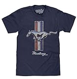 Tee Luv Ford Mustang T-Shirt - Licensed Ford Mustang Insignia Shirt (XXX-Large) Heather Navy
