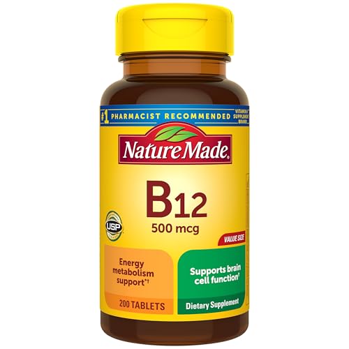 Nature Made Vitamin B12 500 mcg, Dietary Supplement for Energy Metabolism Suppo…