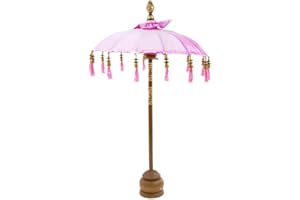 Koyal Wholesale Balinese Umbrella Stand 34-Inch Tall Light Pink Moroccan Bali Style Home Décor, Tabletop Bali Umbrella Centerpiece Umbrella Decor
