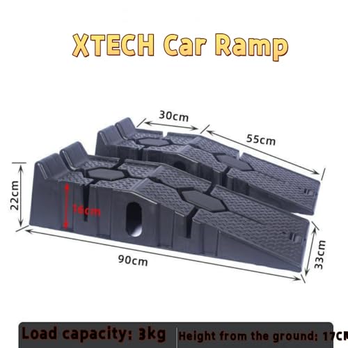 XTECH Car Ramps 2 PCS, Universal Drive 3 Ton Lifting Capacity, Portable High Lift Ramps for Vehicle Repair Places, Heavy Duty