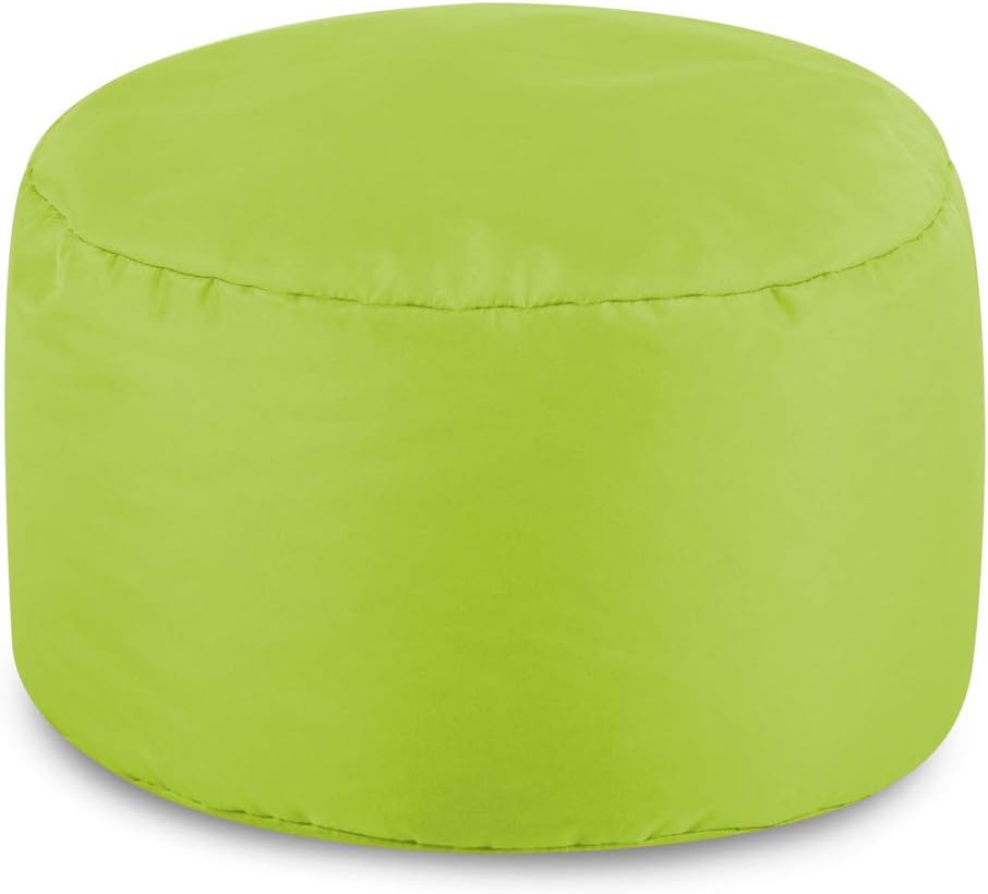 Bean Bag Bazaar Outdoor Footstool, Lime Green, Indoor Outdoor Water-Resistant Fabric, Pouffe Footstool with Filling Included