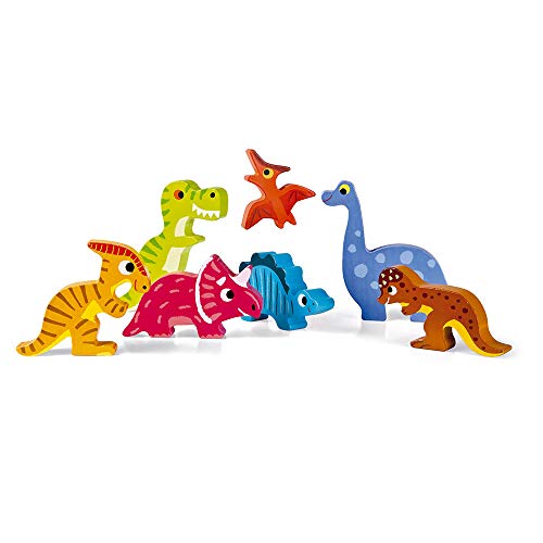 Janod - Chunky Wooden Dinosaurs Puzzle - 7 Pieces - Fine Motor Skills Development and Concentration - From 18 Months… – Bild 4
