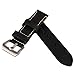 Black 24mm Width Genuine Leather Wristwatch Band Men Watch Strap Watchband