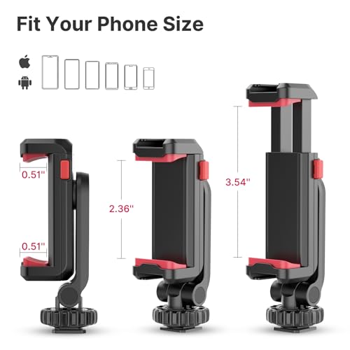 ULANZI Phone Tripod Mount ST-06S, Universal Smartphone Mount Adapter with 2 Cold Shoe, 360° Rotates and Adjustable Cell Phone Clip Clamp Holder, Compatible with iPhone, Samsung Galaxy and All Phones