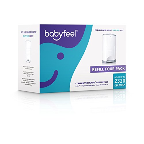 Babyfeel Refill Bags Compatible with DEKOR PLUS Diaper Pails, 4 Pack
