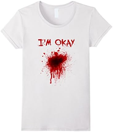 Womens I'm Okay Bloody T-Shirt-Halloween Zombie Costume Tee XL White