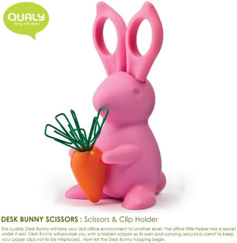 Qualy Living Styles Home Design Office Desk Bunny Scissors Clip Holder Pink Product of Thailand