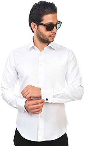 white cufflink shirt slim fit