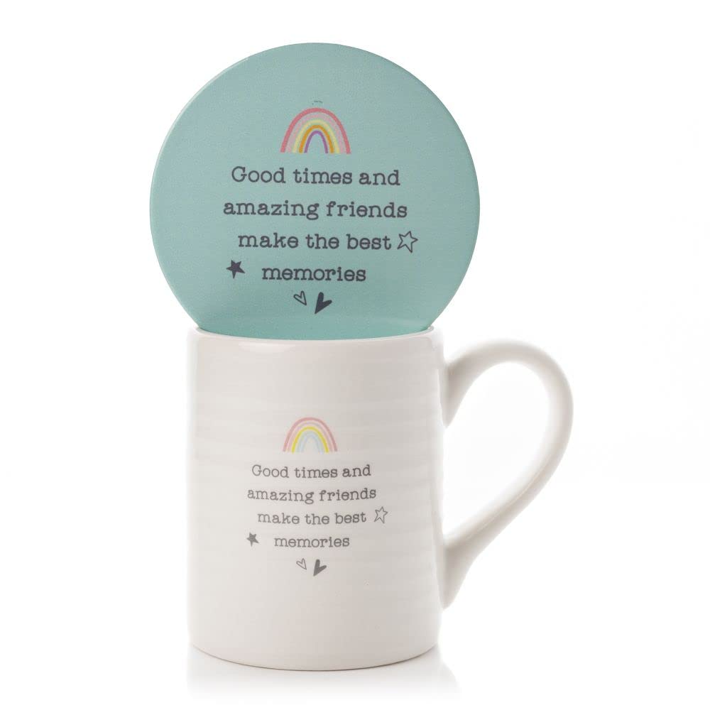Widdop Friends Make Memories Gift Set Mug & Coaster in A Gift Box Love Life Range Gifts LL445