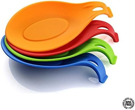 Flee Set of 4 Silicone Spoon Rest Colorful Funny Design Spoon Utensil Home Decor