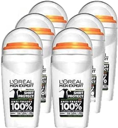 L'Oréal Men Expert Desodorante para hombre, antitrazos, eficacia de 48 horas, Shirt Protect – 6 x 50 ml