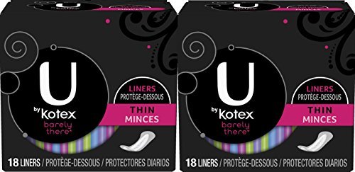 Kotex U Barely There Liners, Thin, 18 ct. (PACK OF 2) (2)