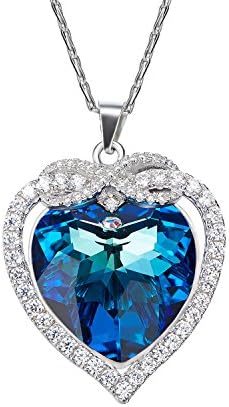 Appmax "Heart of the Ocean" Bowtie Pendant Necklace Made with SWAROVSKI Crystal