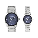 His and Her Watch Sets - 2 Piece Matching Gift Set by Gino Milano with Gift Box-(Silver)