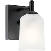 Kichler Shailene 8.25" 1 Light Wall Sconce with Satin Etched Glass in Black for Vanity, Kitchen, Living Room, Bedroom, Laundr