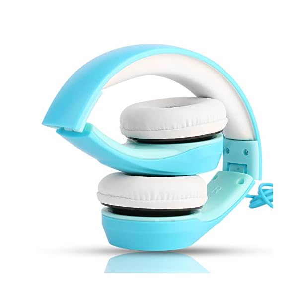 Volume-Limited-LINKWIN-Kids-Safety-Foldable-Stereo-Headphones35mm-Jack-Wired-Cord-Earbuds-Volume-Controlled-at-85dB-OnOver-Ear-Children-Toddler-Headset-for-iPad-Kindle-Airplane-School-Blue Kids Headphones, KPTEC Children Headphone for Boys, Over Ear,Wired Headset Volume Limited Child Earphones Foldable…