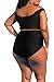 Kisscynest Women's Plus Size Swimwear 2 Piece High Waisted Swimsuit Ruffle Bikini Black 3XL