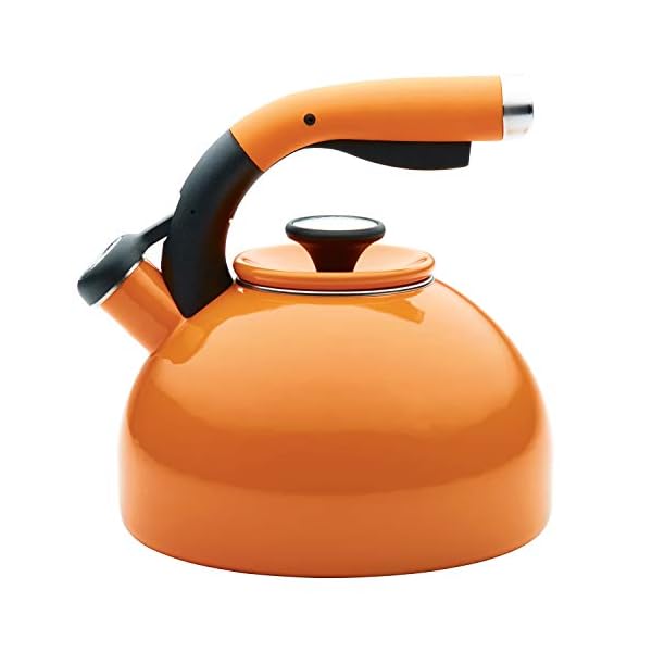 Circulon Sunrise Whistling Kettle/Stovetop Teakettle/Tea Pot, 2 Quart, Mandarin Orange The